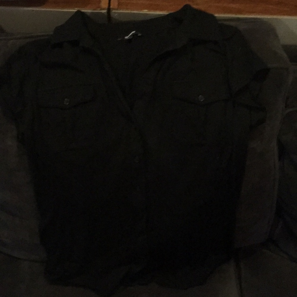 Black button down polo